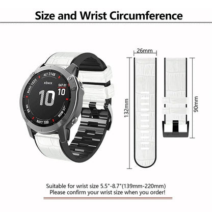 KALEBO KLB-EYWGJPU-001 For Garmin Fenix 6X  /  Fenix 7X  /  Instinct 2X Wrist Watch Band QuickFit 26mm Crocodile Texture Strap