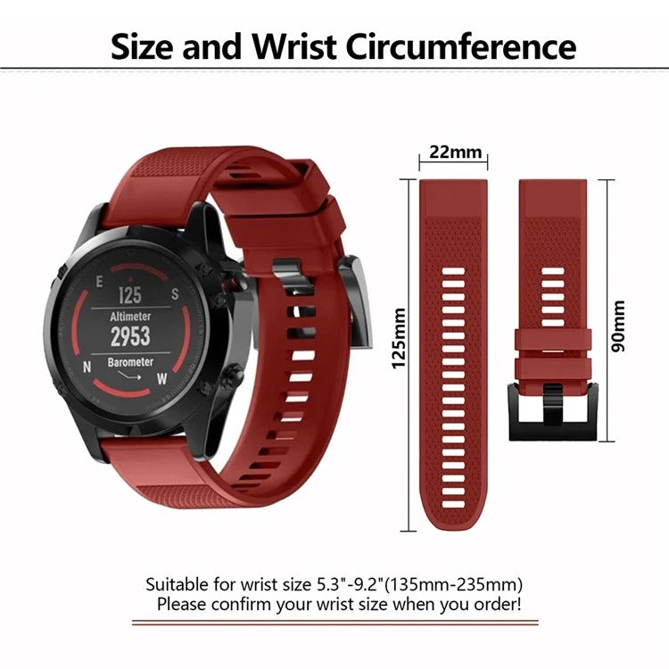 KALEBOL KLB-SJLWGJ-001 For Garmin QuickFit 22mm Wrist Band Adjustable Silicone Strap