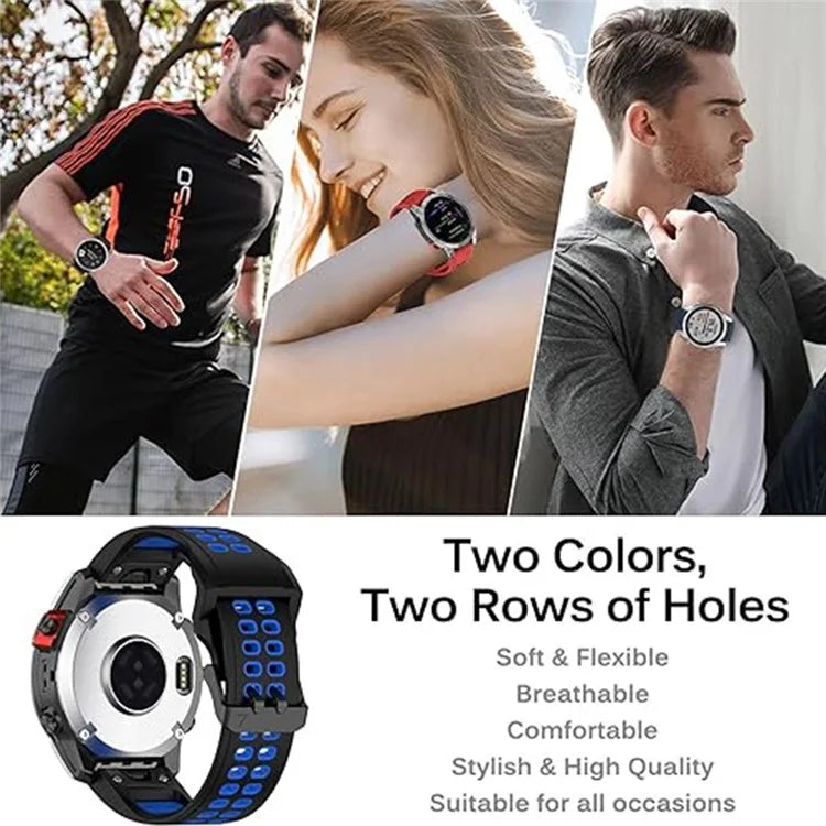 KALEBOL KLB-LWGJ-001 For Garmin Fenix 7  /  7 Pro Watch Band QuickFit 22mm Breathable Double Row Holes Strap