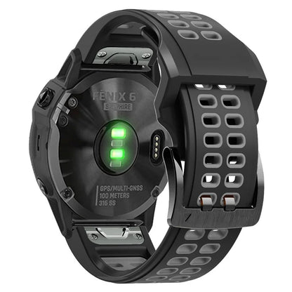 KALEBOL KLB-SSSPKGJ-001 For Garmin QuickFit 26mm Watch Band Breathable Double Row Holes Silicone Strap