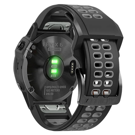 KALEBOL KLB-SSSPKGJ-001 For Garmin QuickFit 26mm Watch Band Breathable Double Row Holes Silicone Strap