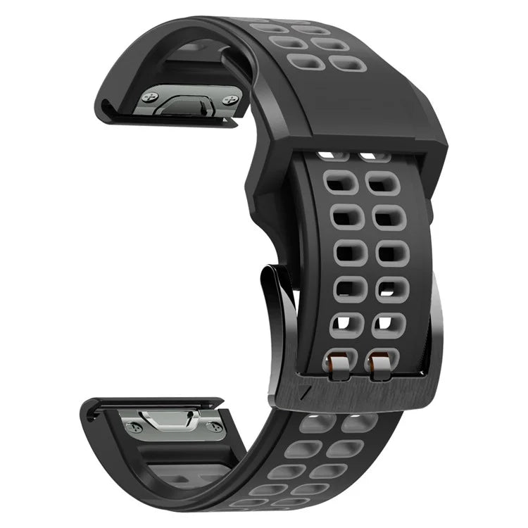 KALEBOL KLB-SSSPKGJ-001 For Garmin QuickFit 26mm Watch Band Breathable Double Row Holes Silicone Strap