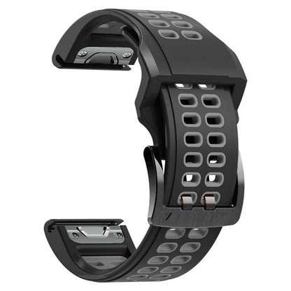 KALEBOL KLB-SSSPKGJ-001 For Garmin QuickFit 26mm Watch Band Breathable Double Row Holes Silicone Strap
