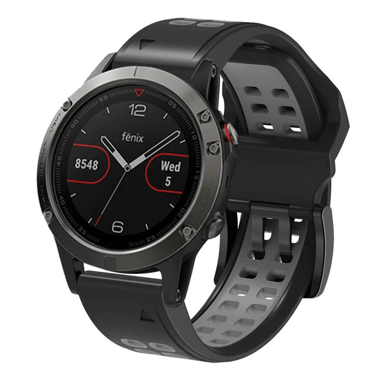 KALEBOL KLB-SSSPKGJ-001 For Garmin QuickFit 26mm Watch Band Breathable Double Row Holes Silicone Strap