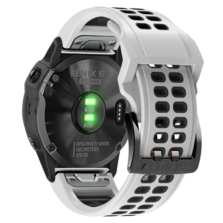 KALEBOL KLB-SSSPKGJ-001 For Garmin QuickFit 26mm Watch Band Breathable Double Row Holes Silicone Strap