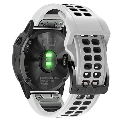KALEBOL KLB-SSSPKGJ-001 For Garmin QuickFit 26mm Watch Band Breathable Double Row Holes Silicone Strap
