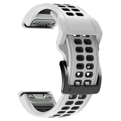 KALEBOL KLB-SSSPKGJ-001 For Garmin QuickFit 26mm Watch Band Breathable Double Row Holes Silicone Strap