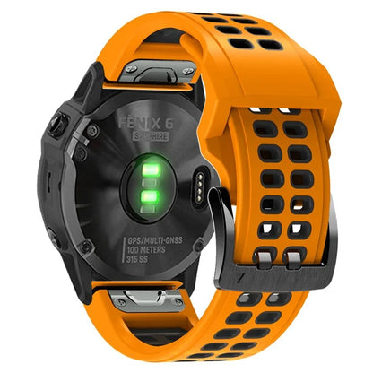 KALEBOL KLB-SSSPKGJ-001 For Garmin QuickFit 26mm Watch Band Breathable Double Row Holes Silicone Strap