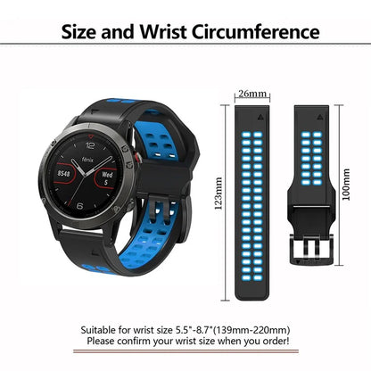 KALEBOL KLB-SSSPKGJ-001 For Garmin QuickFit 26mm Watch Band Breathable Double Row Holes Silicone Strap