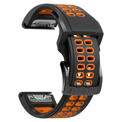 KALEBOL KLB-SSSPKGJ-001 For Garmin QuickFit 26mm Watch Band Breathable Double Row Holes Silicone Strap