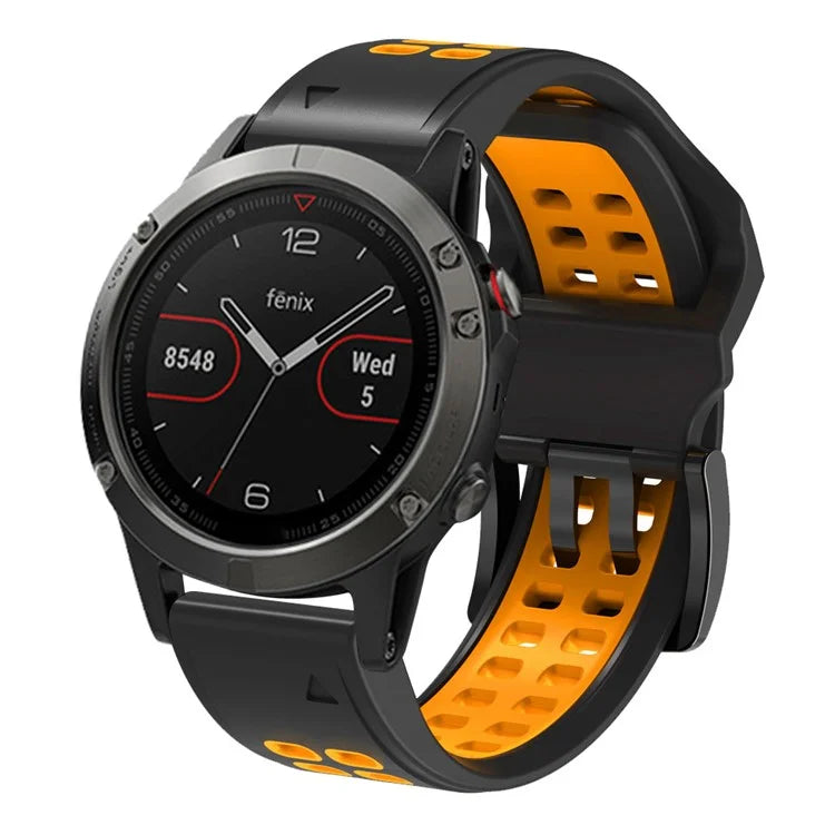 KALEBOL KLB-SSSPKGJ-001 For Garmin QuickFit 26mm Watch Band Breathable Double Row Holes Silicone Strap