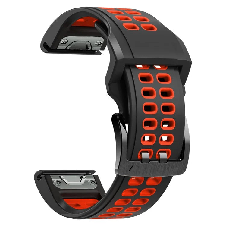 KALEBOL KLB-SSSPKGJ-001 For Garmin QuickFit 26mm Watch Band Breathable Double Row Holes Silicone Strap