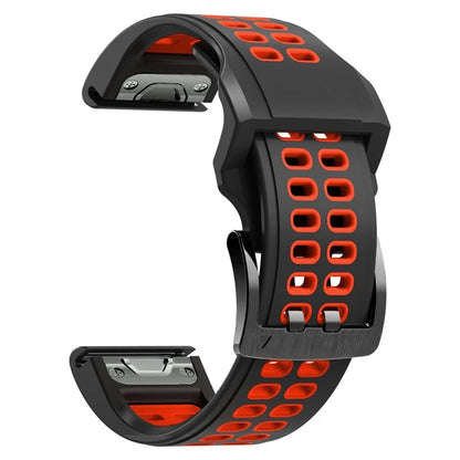 KALEBOL KLB-SSSPKGJ-001 For Garmin QuickFit 26mm Watch Band Breathable Double Row Holes Silicone Strap