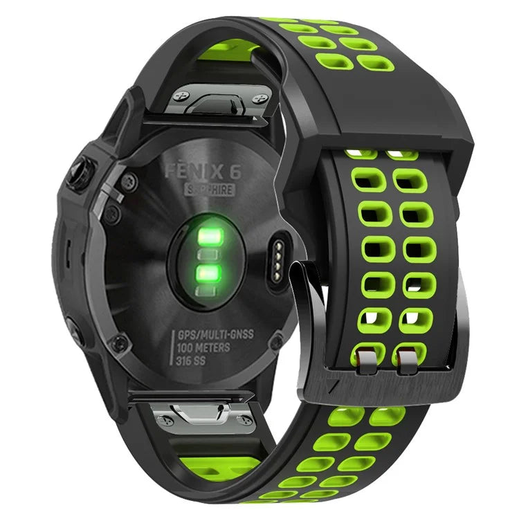 KALEBOL KLB-SSSPKGJ-001 For Garmin QuickFit 26mm Watch Band Breathable Double Row Holes Silicone Strap