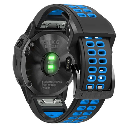 KALEBOL KLB-SSSPKGJ-001 For Garmin QuickFit 26mm Watch Band Breathable Double Row Holes Silicone Strap