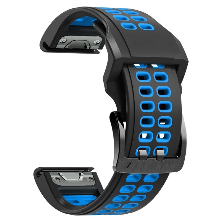 KALEBOL KLB-SSSPKGJ-001 For Garmin QuickFit 26mm Watch Band Breathable Double Row Holes Silicone Strap