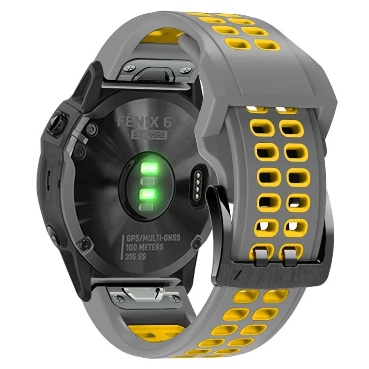 KALEBOL KLB-SSSPKGJ-001 For Garmin QuickFit 26mm Watch Band Breathable Double Row Holes Silicone Strap