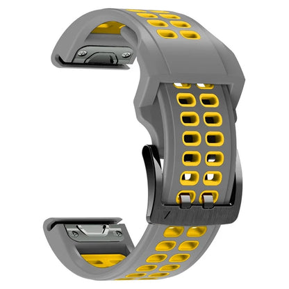 KALEBOL KLB-SSSPKGJ-001 For Garmin QuickFit 26mm Watch Band Breathable Double Row Holes Silicone Strap