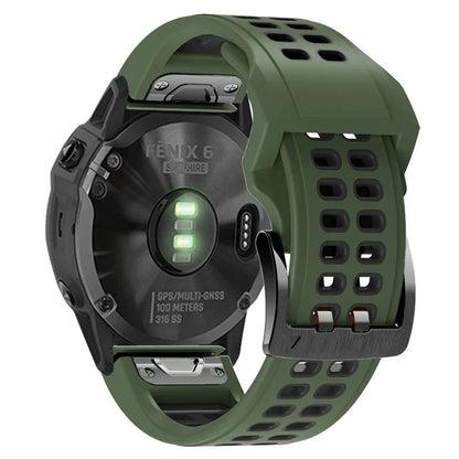 KALEBOL KLB-SSSPKGJ-001 For Garmin QuickFit 26mm Watch Band Breathable Double Row Holes Silicone Strap