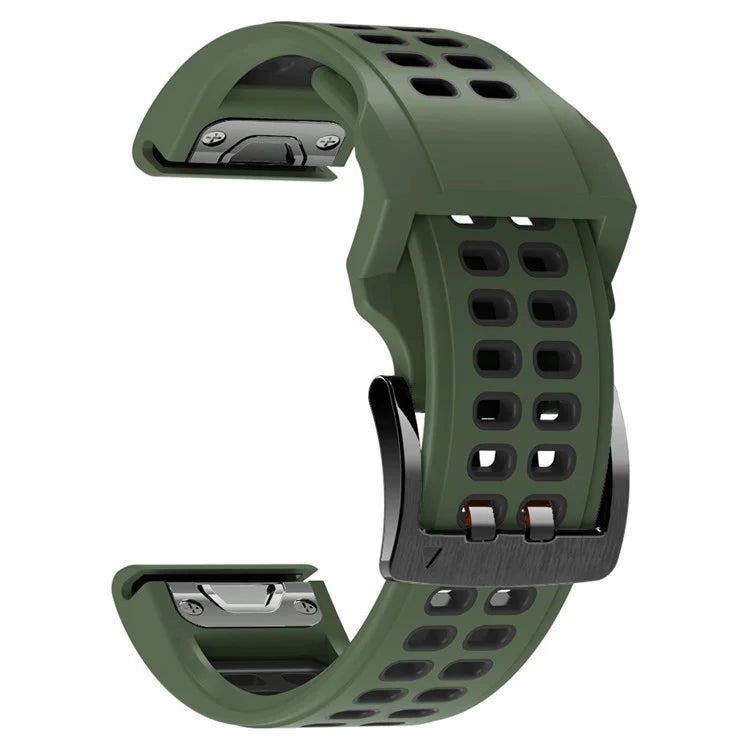 KALEBOL KLB-SSSPKGJ-001 For Garmin QuickFit 26mm Watch Band Breathable Double Row Holes Silicone Strap