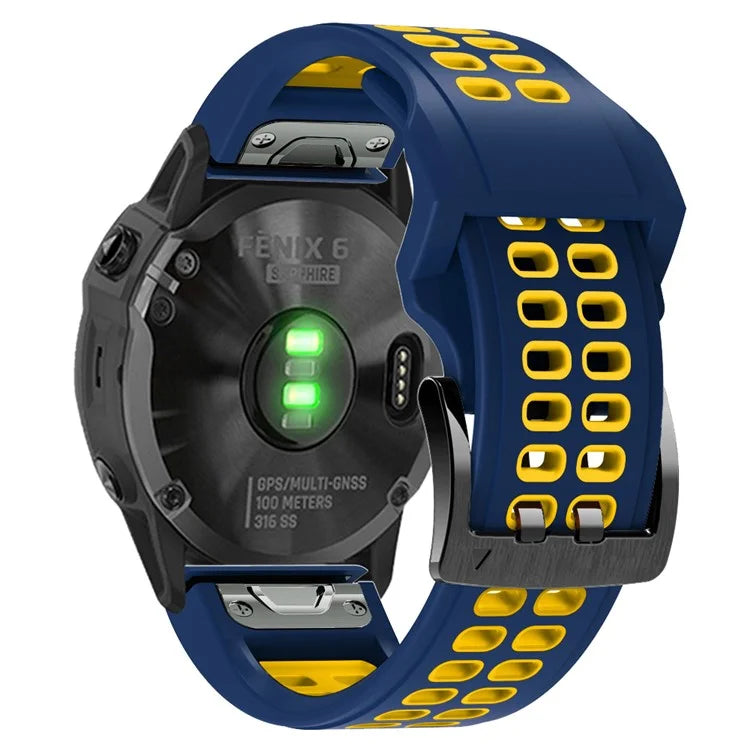 KALEBOL KLB-SSSPKGJ-001 For Garmin QuickFit 26mm Watch Band Breathable Double Row Holes Silicone Strap