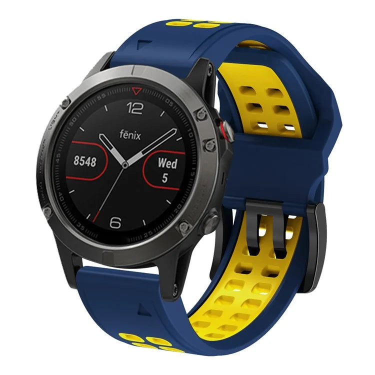 KALEBOL KLB-SSSPKGJ-001 For Garmin QuickFit 26mm Watch Band Breathable Double Row Holes Silicone Strap