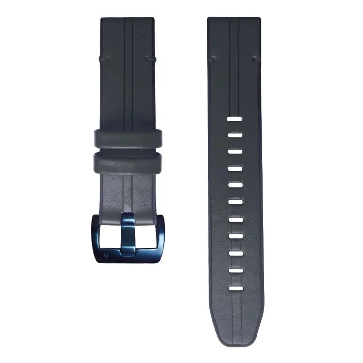 KALEBOL KLB-SSGJZP-001 For Garmin QuickFit 22mm PU Leather Coated Silicone Band Adjustable Watch Strap
