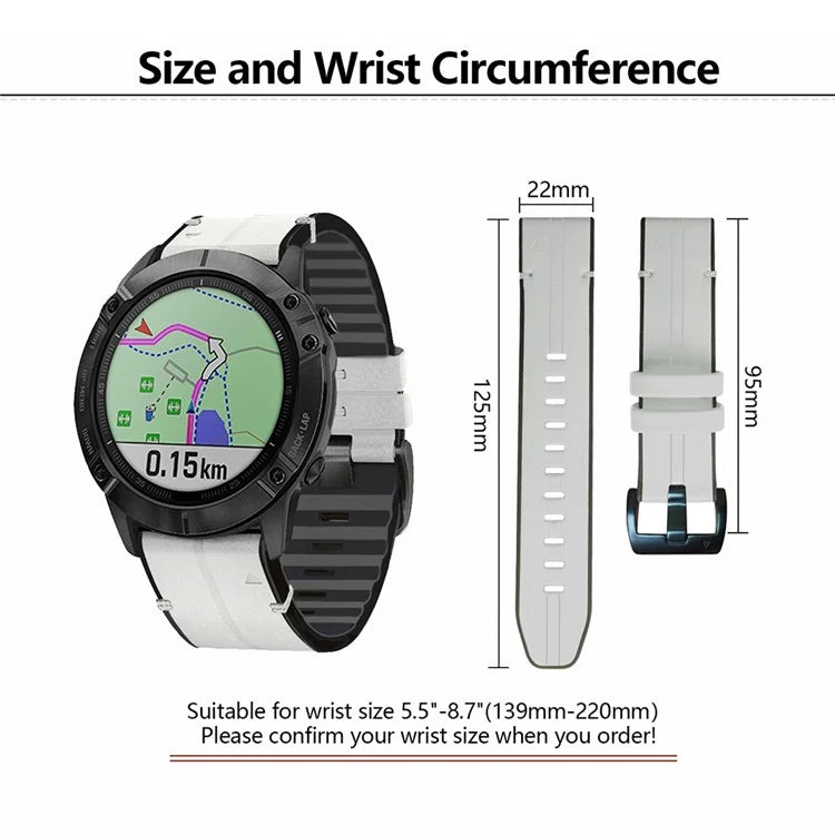 KALEBOL KLB-SSGJZP-001 For Garmin QuickFit 22mm PU Leather Coated Silicone Band Adjustable Watch Strap