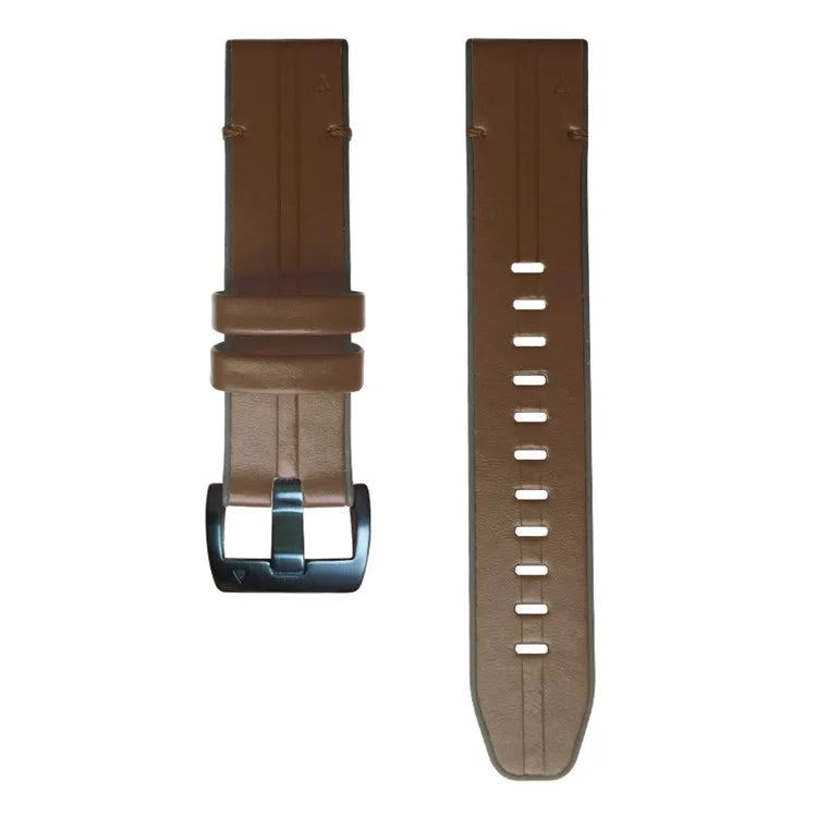 KALEBOL KLB-SSGJZP-001 For Garmin QuickFit 22mm PU Leather Coated Silicone Band Adjustable Watch Strap