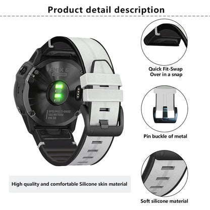 KALEBOL KLB-SSGJZP-001 For Garmin QuickFit 22mm PU Leather Coated Silicone Band Adjustable Watch Strap
