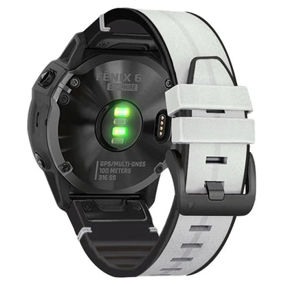 KALEBOL KLB-SSGJZP-001 For Garmin QuickFit 22mm PU Leather Coated Silicone Band Adjustable Watch Strap