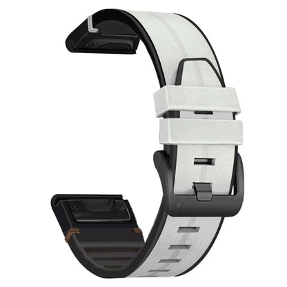KALEBOL KLB-SSGJZP-001 For Garmin QuickFit 22mm PU Leather Coated Silicone Band Adjustable Watch Strap