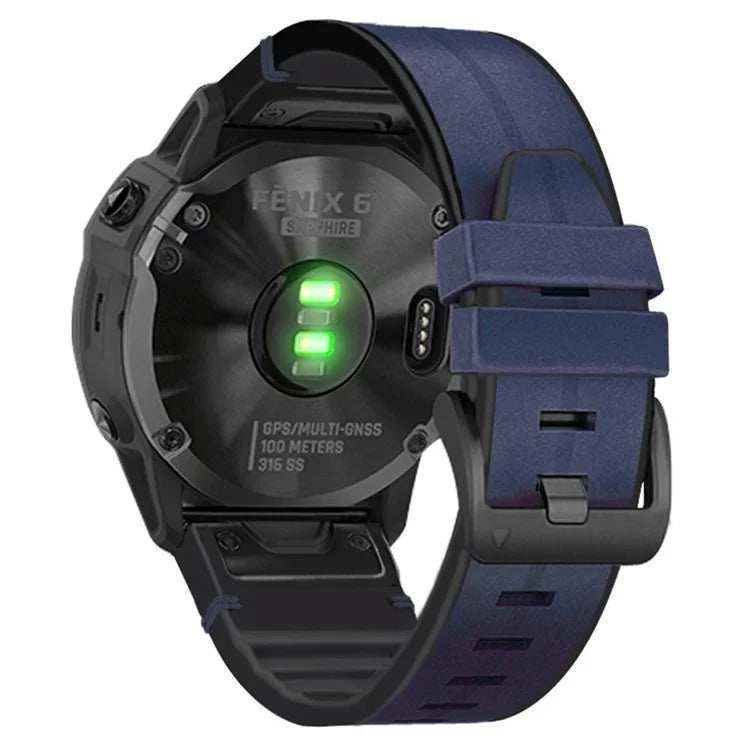 KALEBOL KLB-SSGJZP-001 For Garmin QuickFit 22mm PU Leather Coated Silicone Band Adjustable Watch Strap