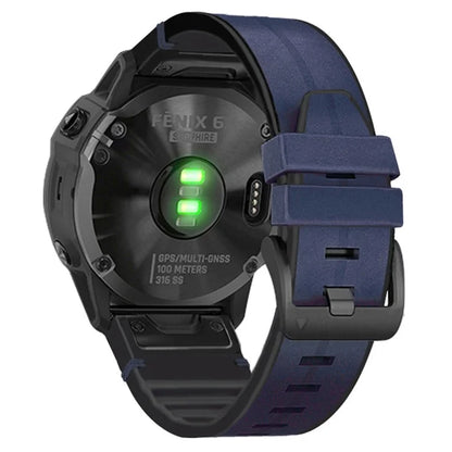 KALEBOL KLB-SSGJZP-001 For Garmin QuickFit 22mm PU Leather Coated Silicone Band Adjustable Watch Strap