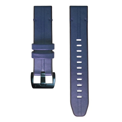 KALEBOL KLB-SSGJZP-001 For Garmin QuickFit 22mm PU Leather Coated Silicone Band Adjustable Watch Strap