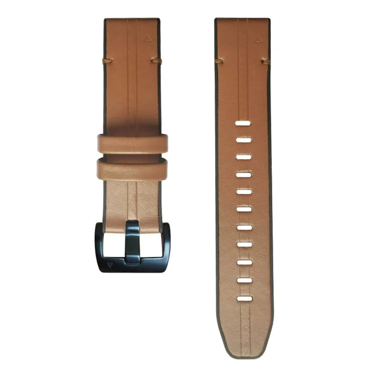 KALEBOL KLB-SSGJZP-001 For Garmin QuickFit 22mm PU Leather Coated Silicone Band Adjustable Watch Strap