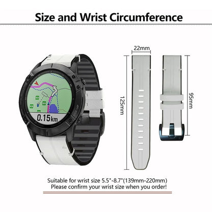 KALEBOL KLB-SSGJZP-001 For Garmin QuickFit 22mm PU Leather Coated Silicone Band Adjustable Watch Strap