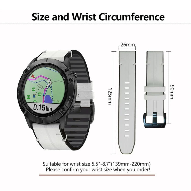 KALEBOL KLB-PWGJPU-001 Watch Strap for Garmin QuickFit 26mm PU Leather Coated Silicone Band