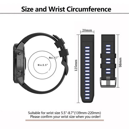 KALEBOL KLB-SSPWGJ-001 For Garmin Fenix 7S / 7S Pro / QuickFit Silicone Watch Band 20mm Replacement Strap