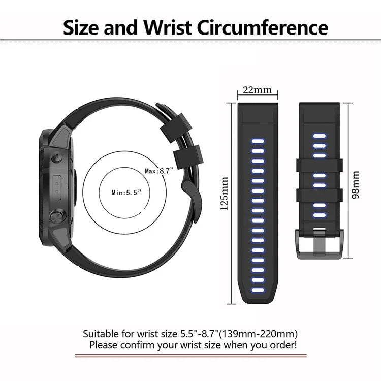 KALEBOL KLB-SSPWGJ-001 For Garmin Fenix 7  /  7 Pro Watch Band QuickFit 22mm Flexible Silicone Wrist Strap