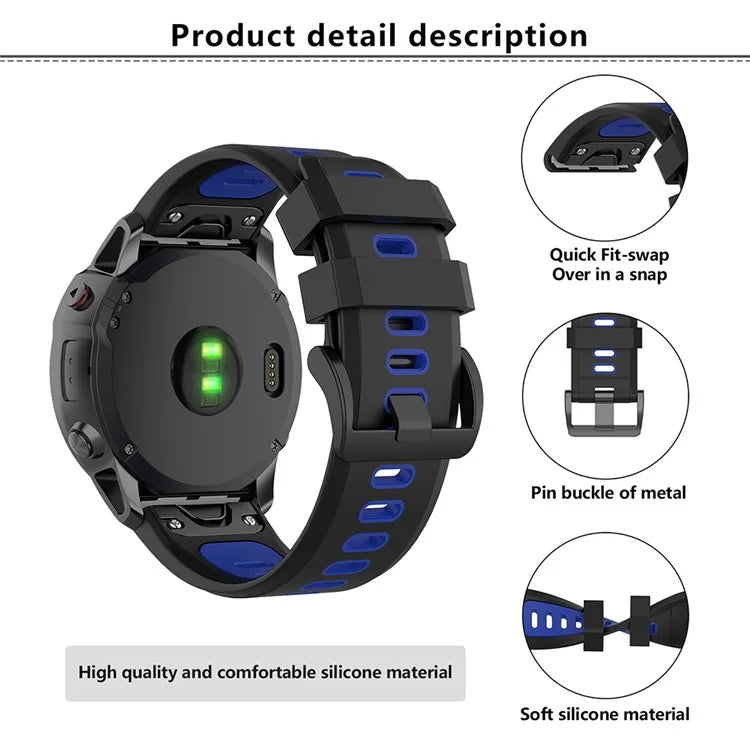 KALEBOL KLB-SSPWGJ-001 For Garmin Fenix 7X / 7X Pro / QuickFit Watchband 26mm Silicone Watch Strap
