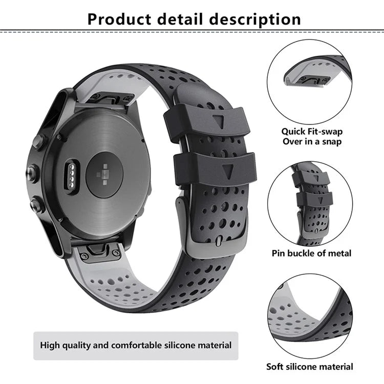 KALEBOL KLB-SSYKGJ-001 For Garmin Fenix 7  /  7 Pro Watch Bracelet Dual Color QuickFit 22mm Replacement Strap