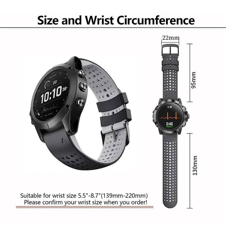 KALEBOL KLB-SSYKGJ-001 For Garmin Fenix 7  /  7 Pro Watch Bracelet Dual Color QuickFit 22mm Replacement Strap
