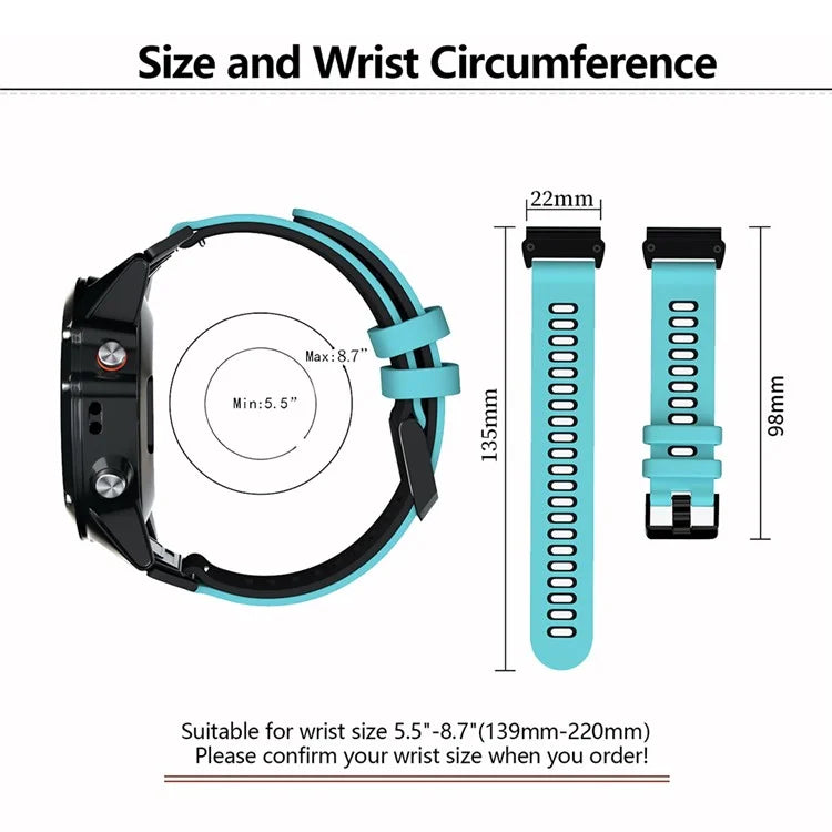 KALEBOL KLB-SSSCGJ-001 For Garmin Fenix 7  /  7 Pro Watch Bracelet QuickFit 22mm Strap with Dual Color Design