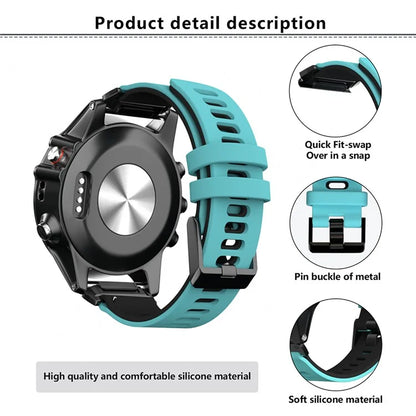 KALEBOL KLB-SSSCGJ-001 For Garmin Fenix 7  /  7 Pro Watch Bracelet QuickFit 22mm Strap with Dual Color Design
