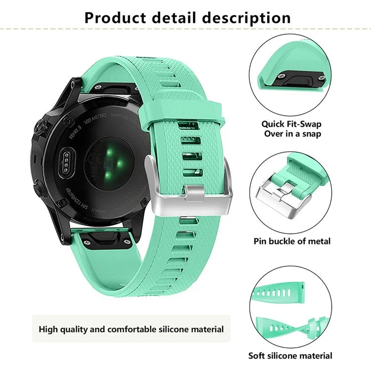 KALEBOL KLB-LWGJ-001 For Garmin Fenix 7  /  7 Pro Watch Bracelet QuickFit 22mm Strap with Grid Texture