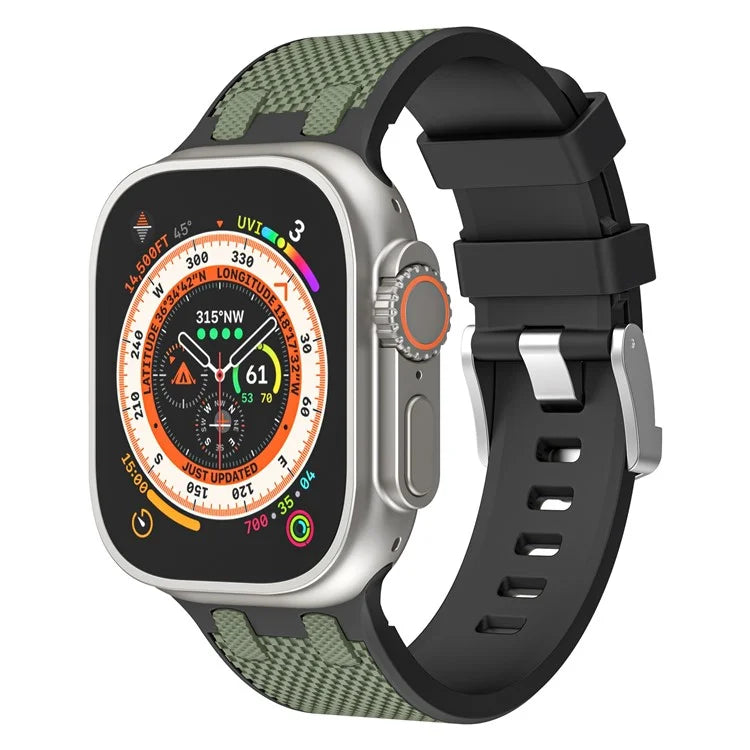 KALEBOL KLB-FGWSSGJ-001 For Apple Watch Ultra 2 Ultra 49mm /  Series 9 8 7 45mm Watch Bracelet with Checkered Texture