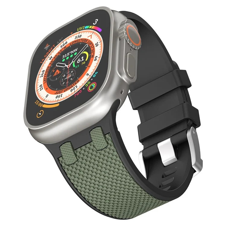 KALEBOL KLB-FGWSSGJ-001 For Apple Watch Ultra 2 Ultra 49mm /  Series 9 8 7 45mm Watch Bracelet with Checkered Texture