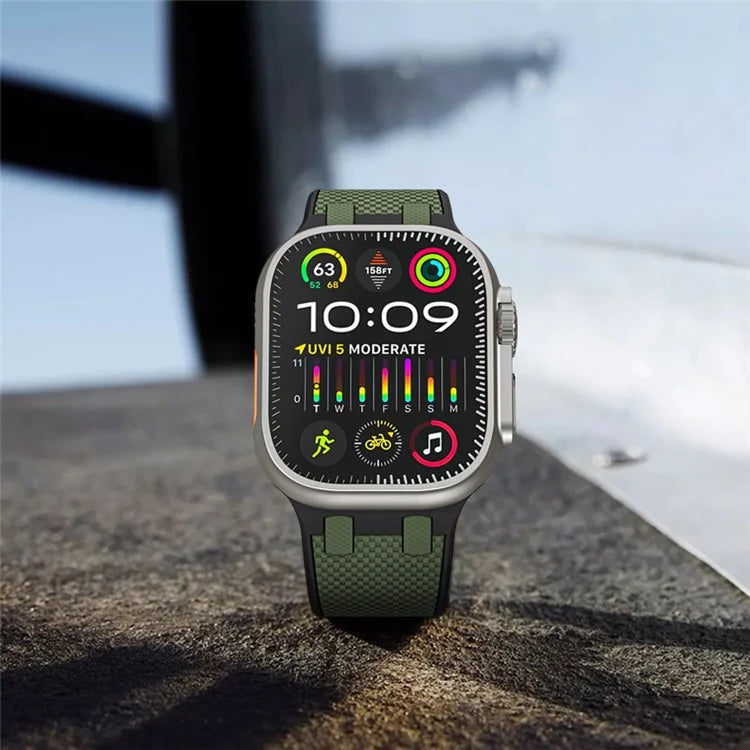 KALEBOL KLB-FGWSSGJ-001 For Apple Watch Ultra 2 Ultra 49mm /  Series 9 8 7 45mm Watch Bracelet with Checkered Texture
