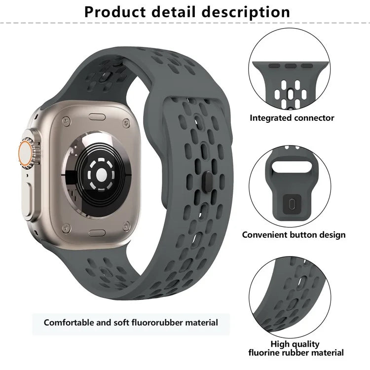 KALEBOL For Apple Watch Ultra 2 Ultra 49mm / Series 9 8 7 45mm / 6 5 4 SE (2022) SE (2023) SE 44mm / 3 2 1 42mm Fluorubber Watch Band